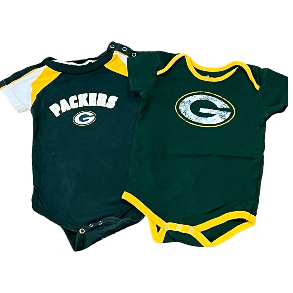 GREENBAY PACKERS 2 one piece shirts romper bodysuit 18 months NFL